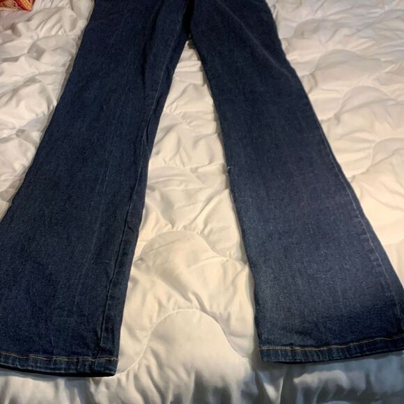 Frankie B Y2K Jumpsuit Dark Wash Denim Zip up Large Inseam 30 inches - Picture 8 of 14